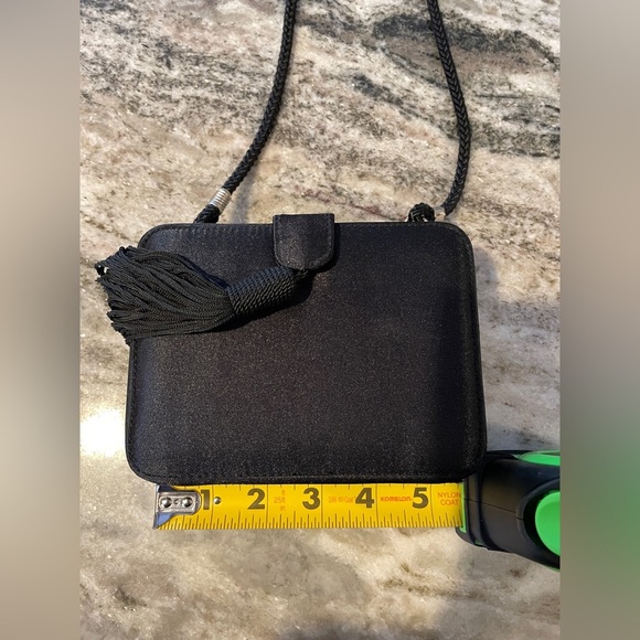 Jessica McClintock Black Satin Tassel Bag - Picture 6 of 7